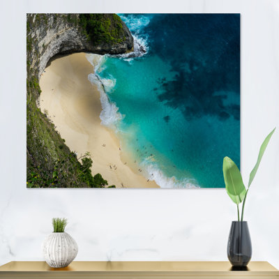 Aerial View Of Blue Ocean Beach - Nautical & Coastal Canvas Wall Art Print