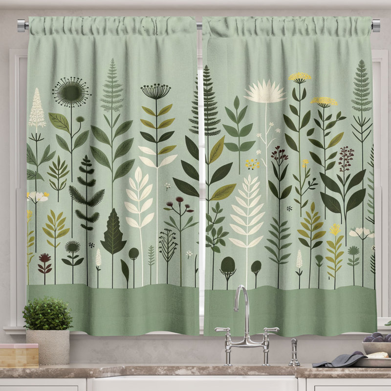 Floral Kitchen Curtain, 55" W x 36" L