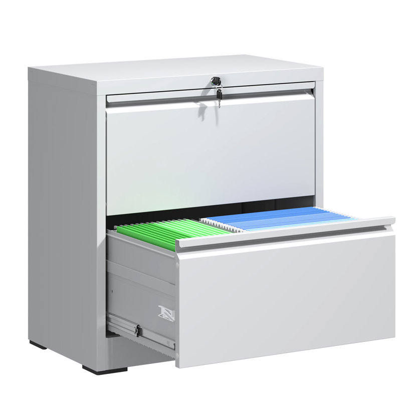 Armoire de rangement pour bureau, classeur avec serrure, classeur latéral en métal avec 2 tiroirs pour le bureau personnel, classeur latéral pour le rangement