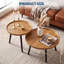 Ensemble de 2 tables basses rondes gigognes, tables d'appoint en bois et en métal, tables d'appoint peu encombrantes pour le salon-1650459695