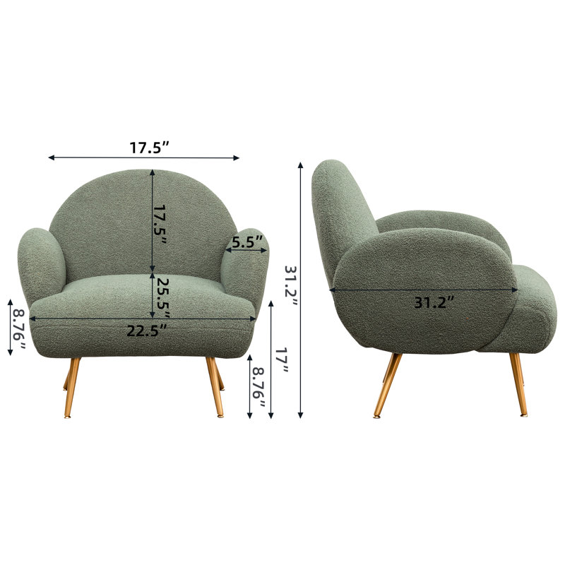 Fauteuil rembourré Ozpa Sherpa, Doré, Velours vert