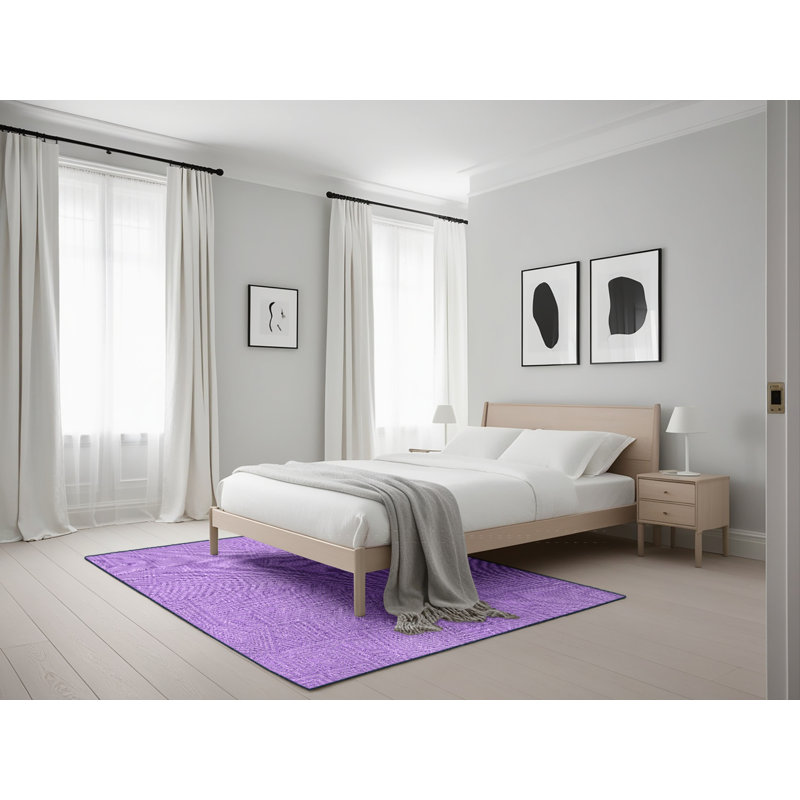 Tapis de zone mauve à motifs Waukeenah, Rectangle 5 pi x 7 pi