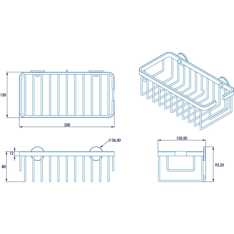 Shower Caddy, 8cm H x 25cm W x 12cm D