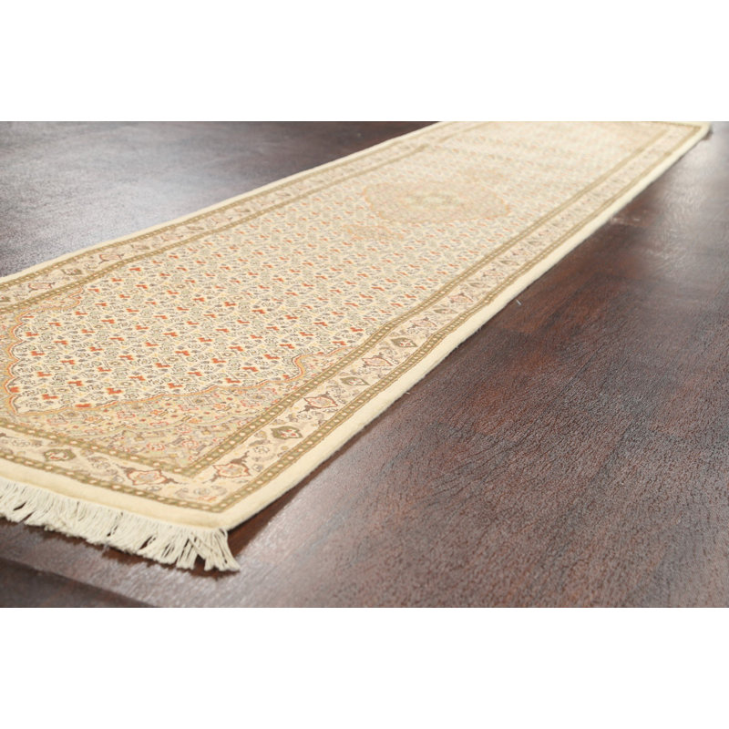 Tapis de couloir unique brun noué à la main 2 pi 8 po x 12 pi New Age