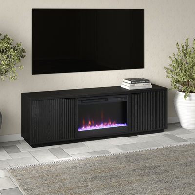 Meuble télé Yorklynville avec foyer en cristal 26 po pour téléviseur de 78 po ou moins Yorklynville