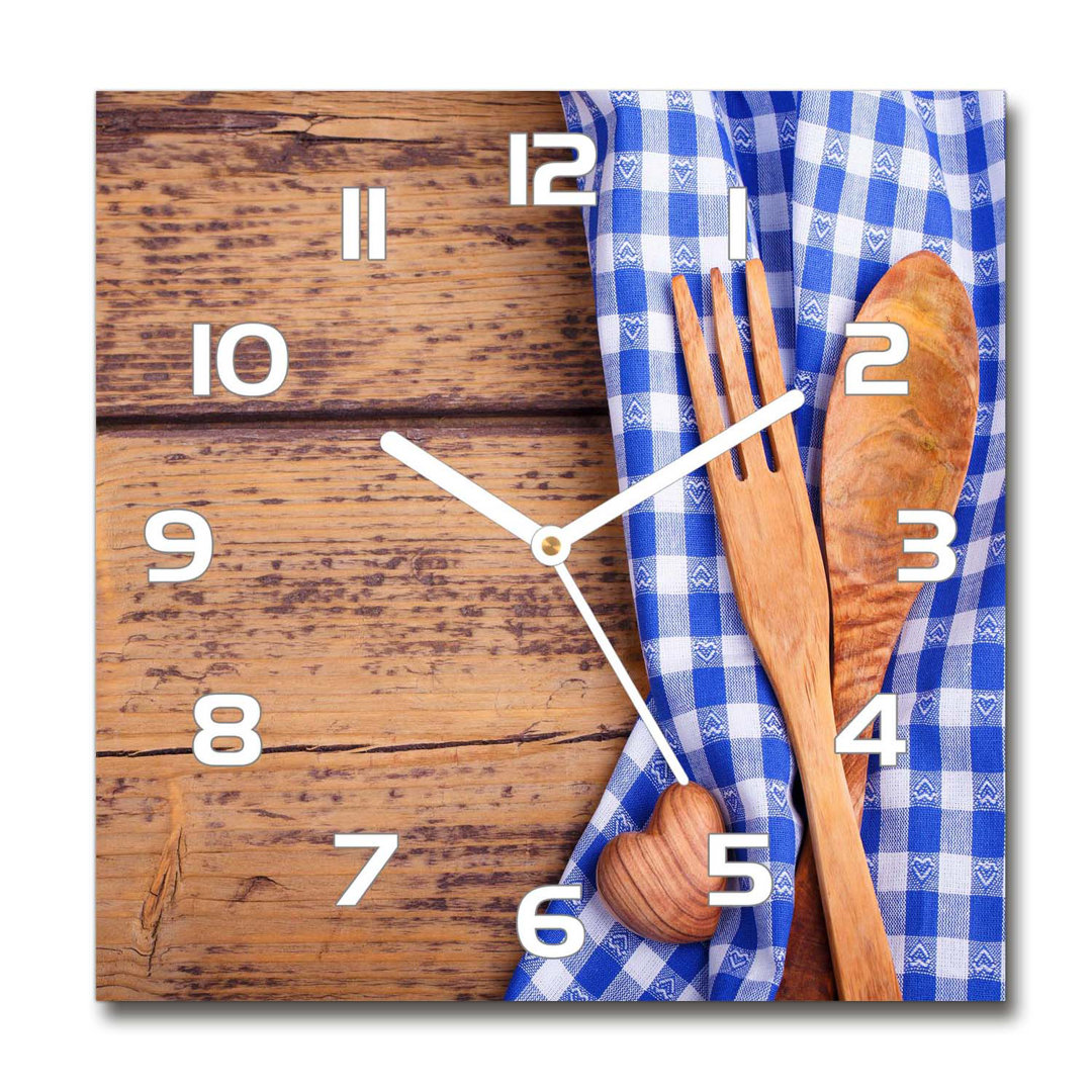 Analoge Wanduhr Wooden Cutlery 60 cm Geräuschlos