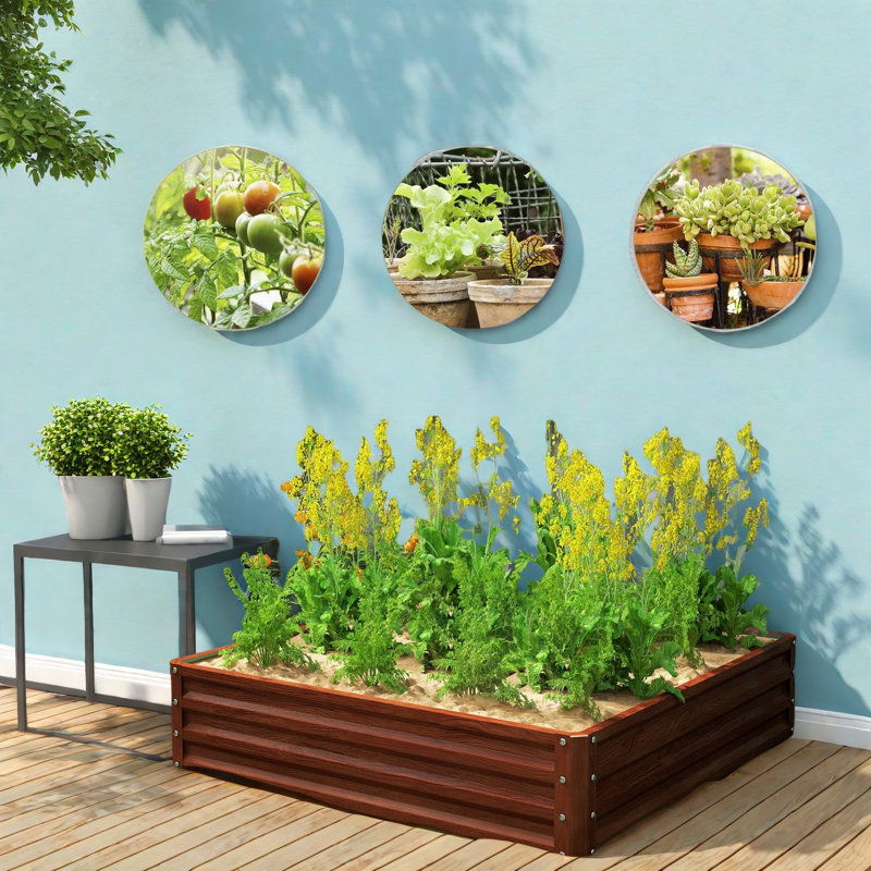 Jardinières en métal durable, acier galvanisé, jardin extérieur rustique