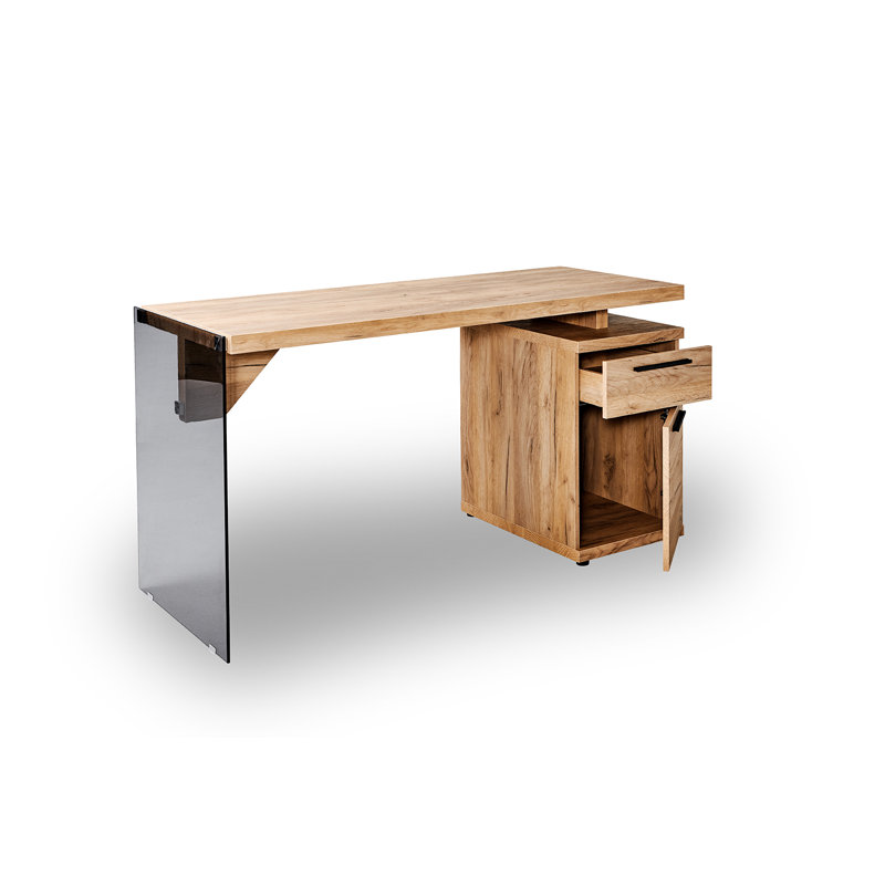 Bureau d'écriture rectangulaire avec rangement Lux, Chêne