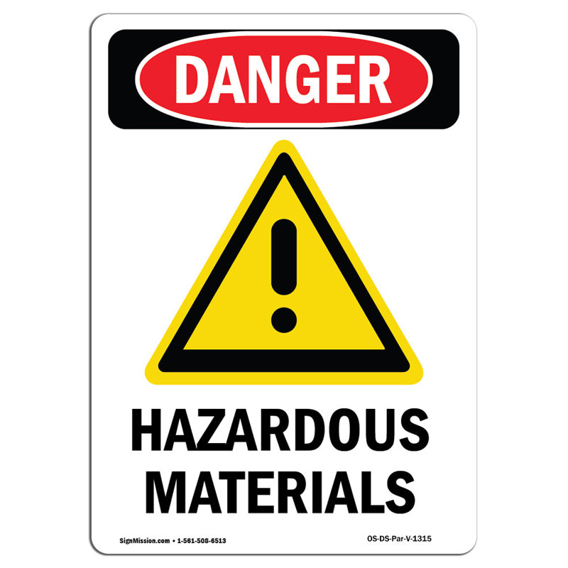Panneau OSHA «Hazardous Materials», H 18 po x l 12 po x P 0,1 po