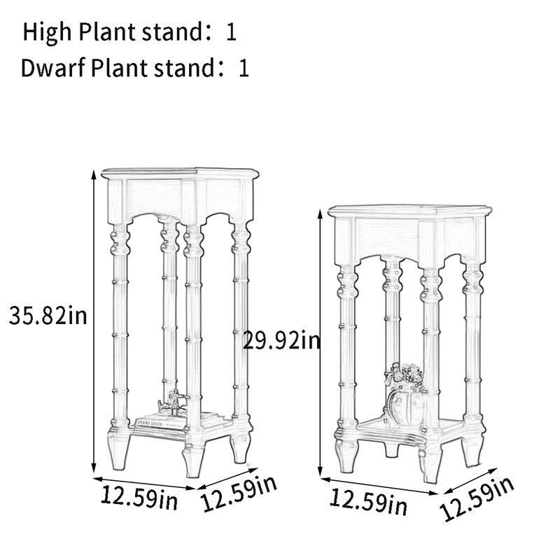 Eco - friendly Solid Wood Plant Stand with Carving