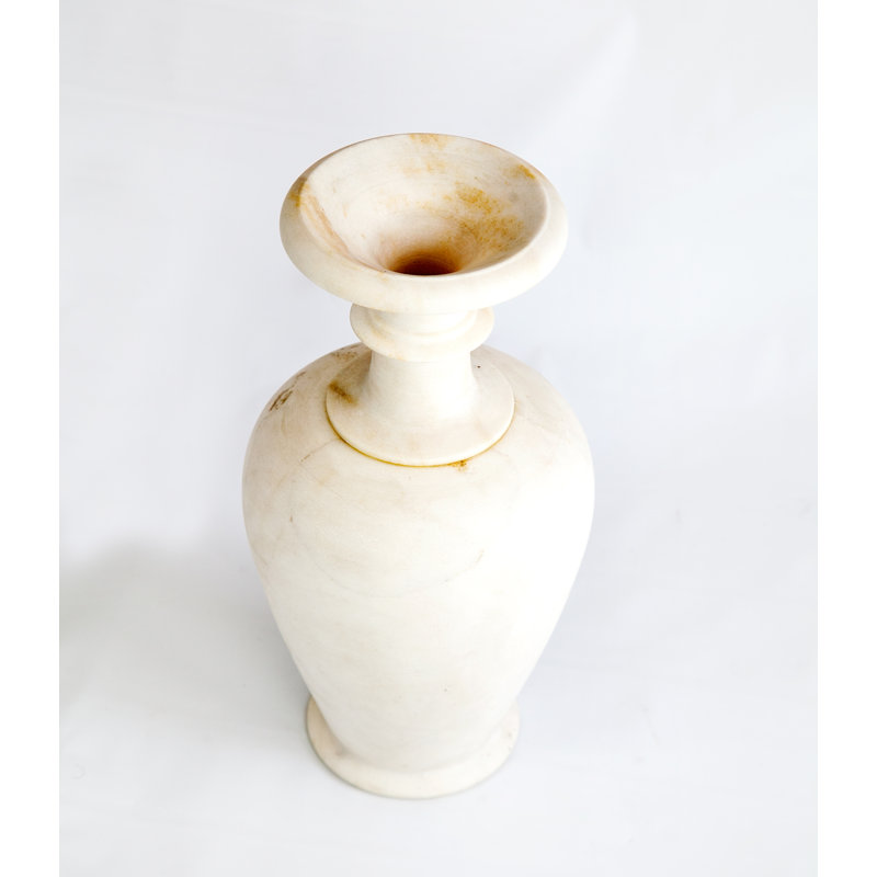 Handmade Marble Table Vase, Natural White