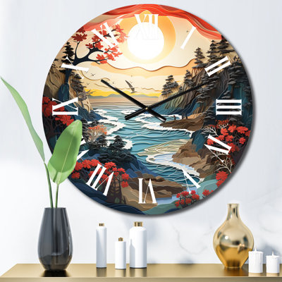 Horloge murale Coastal Wilderness Papercut II - Nautique et plage