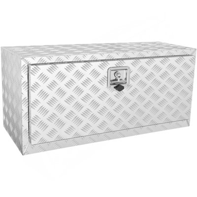 Underbody Truck Box, 36"×17"×18" Pickup Storage Box, Heavy Duty Aluminum Diamond Plate Tool Box With Lock And Keys, Waterproof Trailer Storage Box With T-Handle Latch For Truck, Van, Trailer