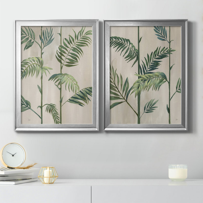 Modern Fronds I - 2 pièces, Argent, H 22,5 po x l 61 po x P 1,5 po