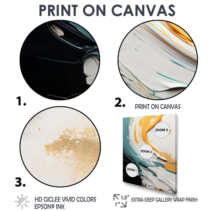Éclaboussure jaune et une touche de bleu - art mural salon Vagues, Cadre flottant noir, H 20 po x l 12 po