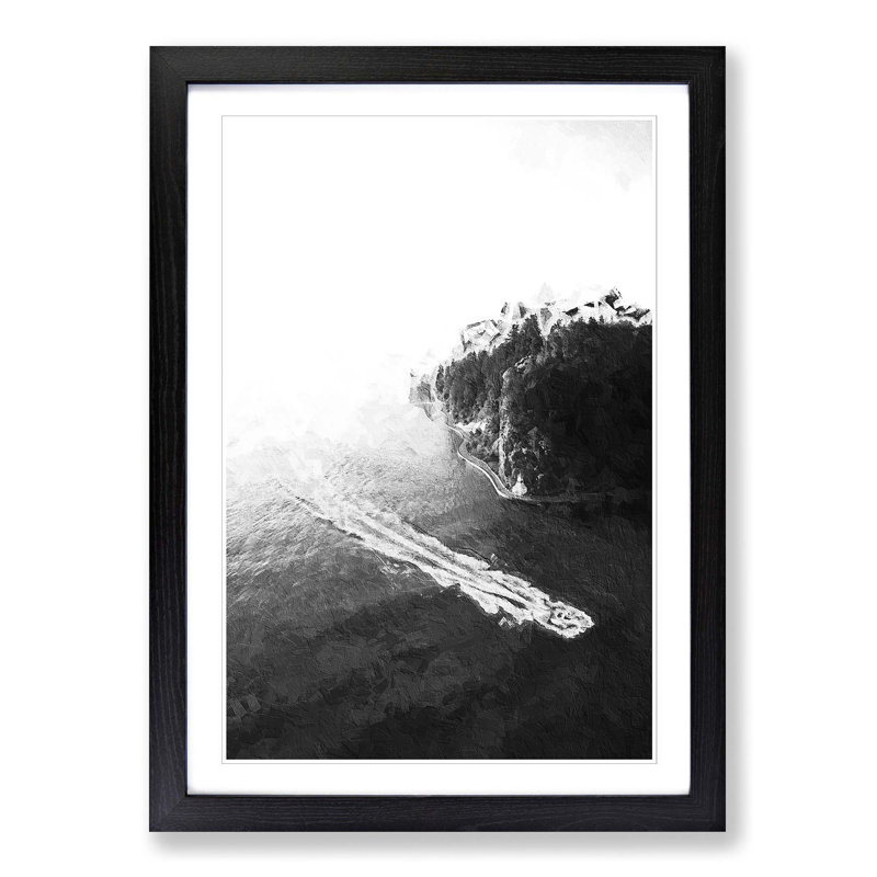 Speedboat in Vancouver Canada - Picture Frame Painting Print, Black Framed, 48cm H x 36cm W x 2cm D