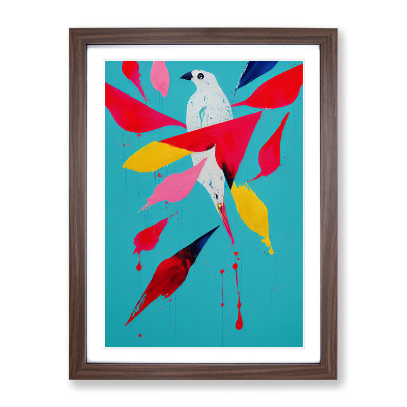 Painted Bird No.1 Abstract - Framed Print, 64cm H x 46cm W x 2cm D, Walnut