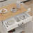 Kitchen Island Rolling Trolley Cart With Adjustable Shelves & Towel Rack & Seasoning Rack Rubber Wood Table Top-White