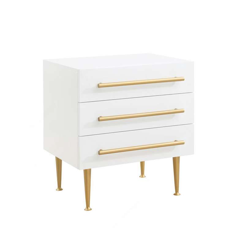 Table de chevet moderne à 3 tiroirs et table de chevet blanche Modern