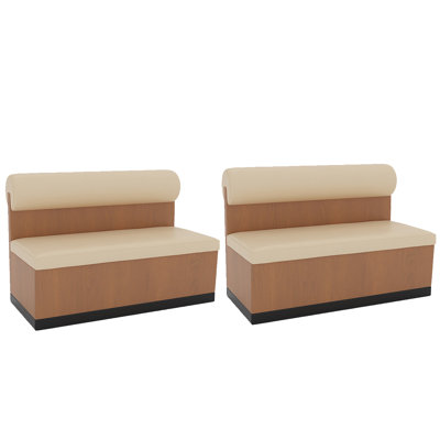 Ensemble de 2 bancs de rangement en similicuir crème et bois massif