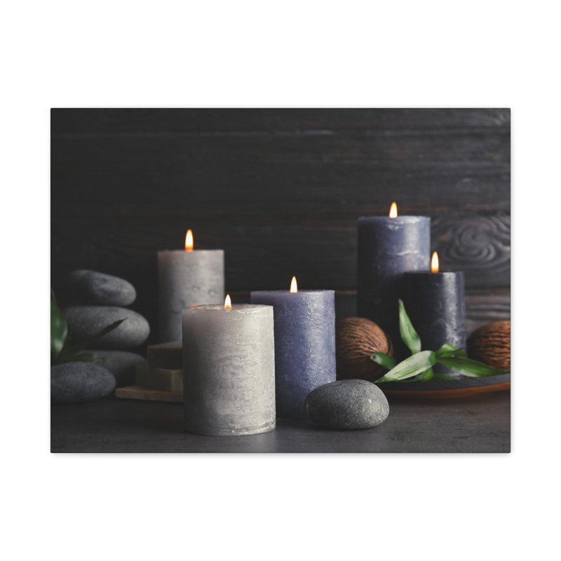 «Candles on Table Forest», art floral sur toile, H 12 po x l 18 po