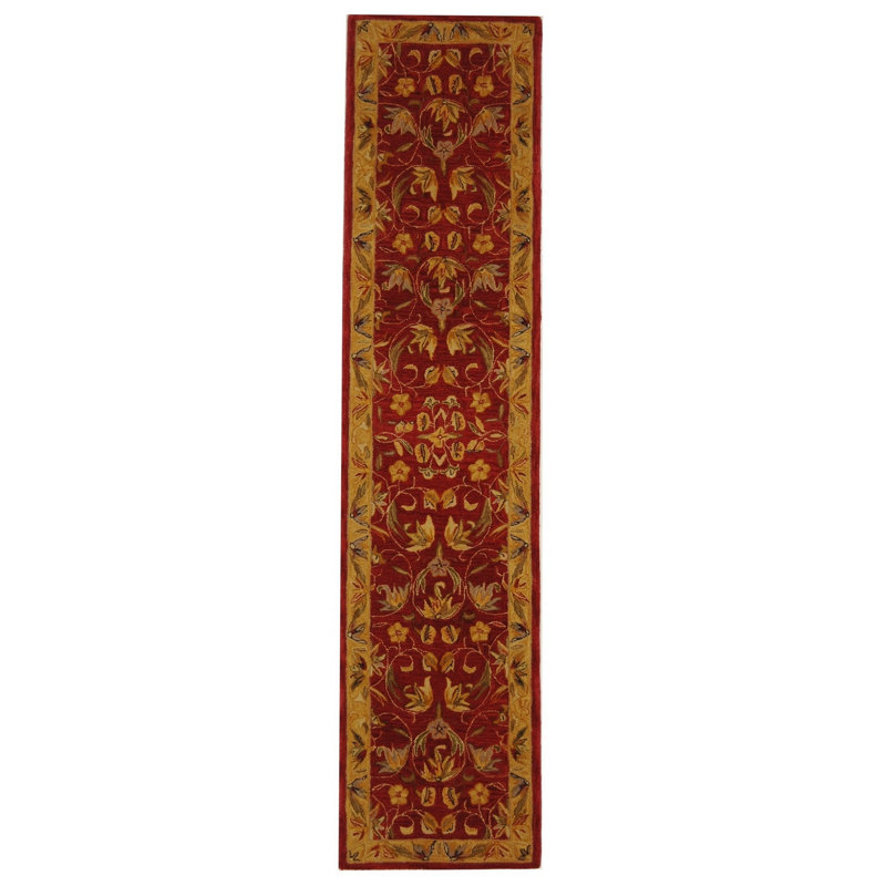 Tapis floral en laine touffeté à la main Bekah, Tapis de couloir 2 pi 3 po x 12 pi