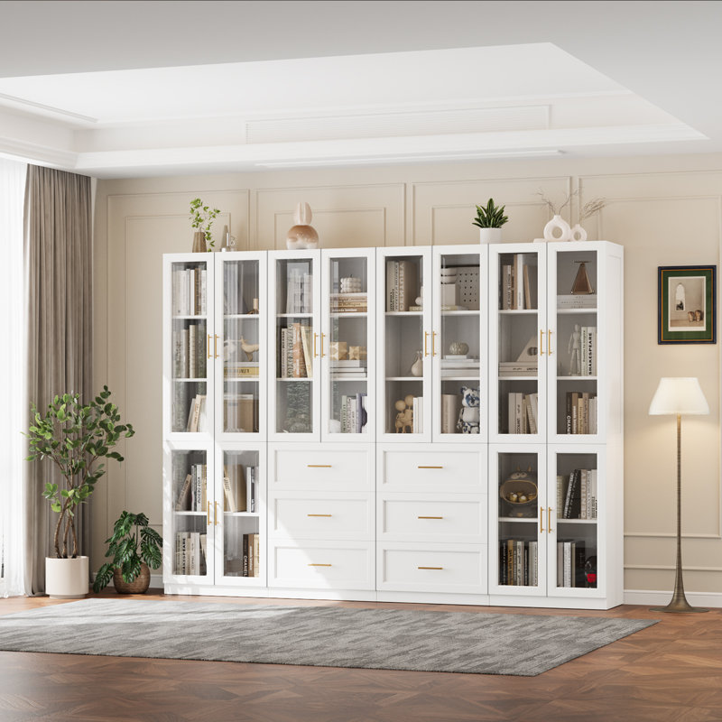 Kitchen Pantry Storage Cabinet With Glass Doors