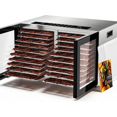 OSTBA Dual Zone Food Dehydrator, 20 Stainless Steel Trays, 1300W Dual Layer Food Dryer with Recipe, 180℉ Adjustable Temp, 48H Digital Timer, 10 Presets for Jerky, Meat, Fruit, Herbs