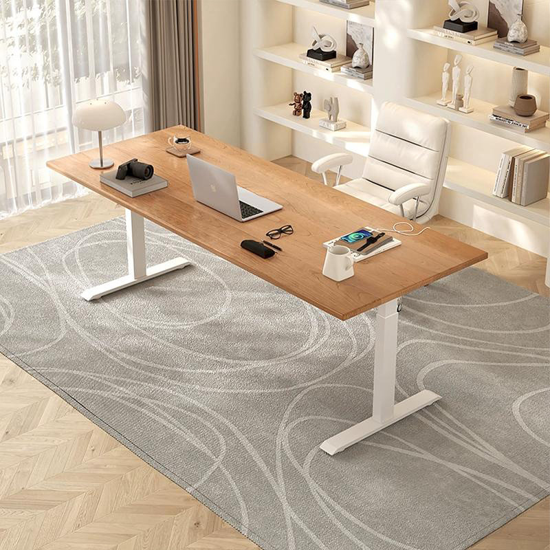 Bureaux rectangulaires en bois massif brun à hauteur réglable, H 24,8 po x l 55,12 po x P 27,56 po
