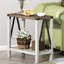 Tables d'appoint rustiques de style campagnard avec tablette de rangement, tables de bout étroites en A pour petits espaces, tables de chevet pour salon, chambre à coucher (ensemble de 2, gris)-646513862-646513856