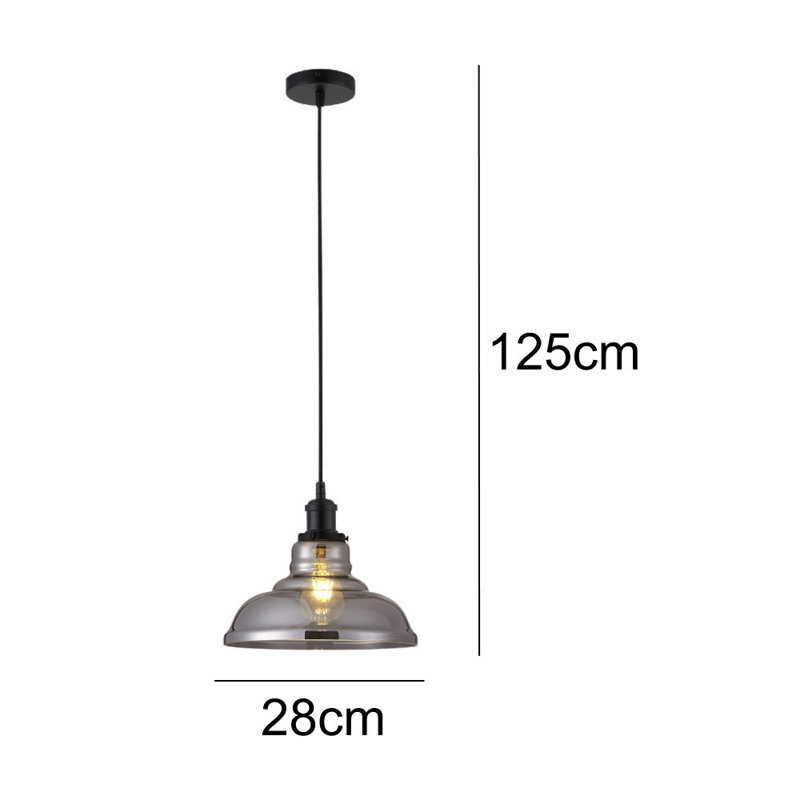 Gracie 1 - Light Dome Pendant, Vintage Smoked, Brown Braided