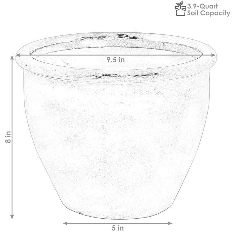 Chalet 9.5" x 9.5" x 8" Round Ceramic Outdoor Planter 2-Count - Imperial Blue, Blue, 8" H x 9.5" W x 9.5" D