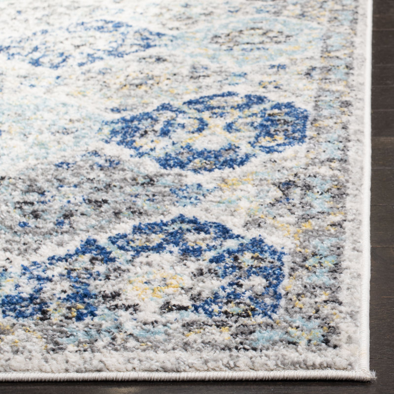 Felty Oriental Ivory/Aqua Area Rug, Rectangle 8' x 10'