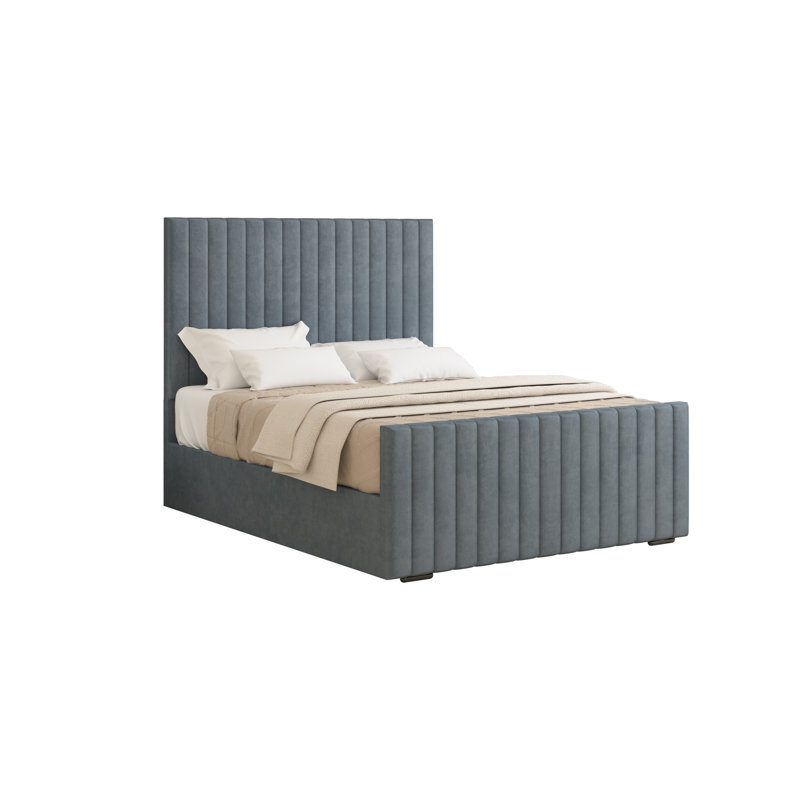 Upholstered Velvet Bed, King (5'), Charcoal