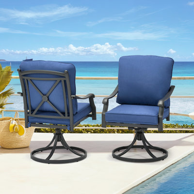 Ensemble de 2 chaises de patio pivotantes avec coussin (ensemble de 2)