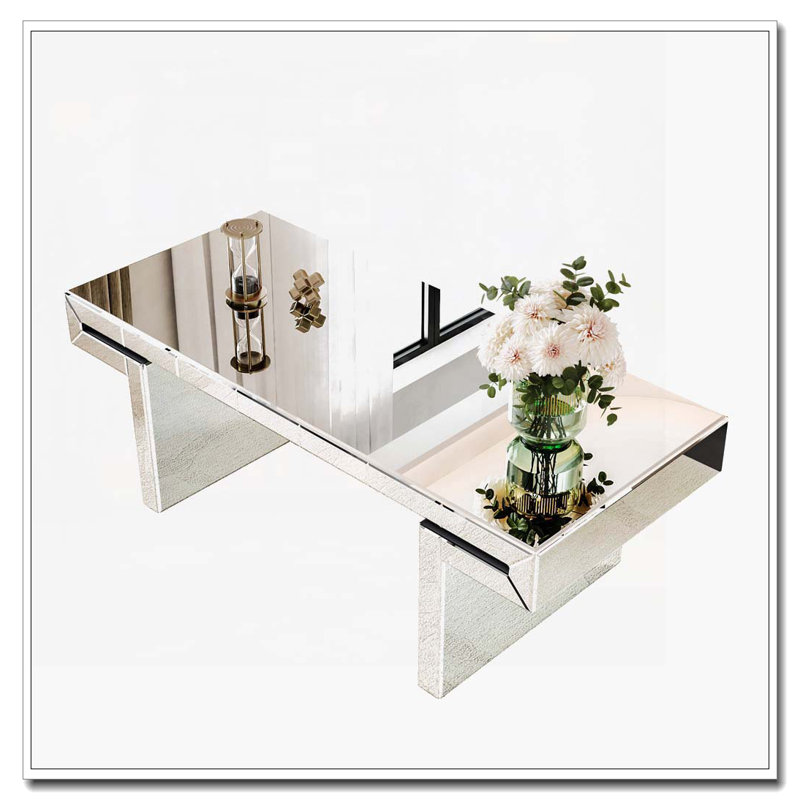 Table basse rectangulaire avec miroir