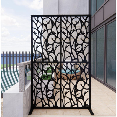 Écran d'intimité en métal 3,8 pi x 6 pi - Paravent intérieur et extérieur, autoportant pour balcon, patio et jardin
