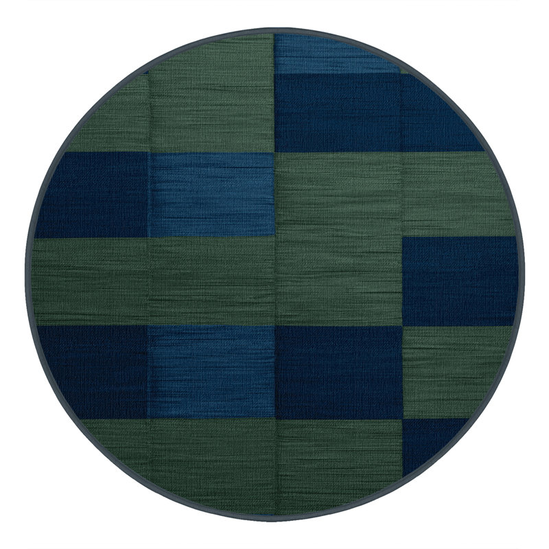 Tapis vert à carreaux lavable à la machine, Rond 8 pi