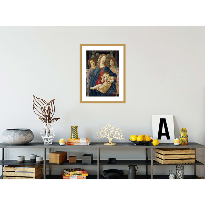Vierge de la grenade (huile sur panneau) par Sandro Botticelli - Estampe numérique encadrée, H 29,5 po x l 22,67 po