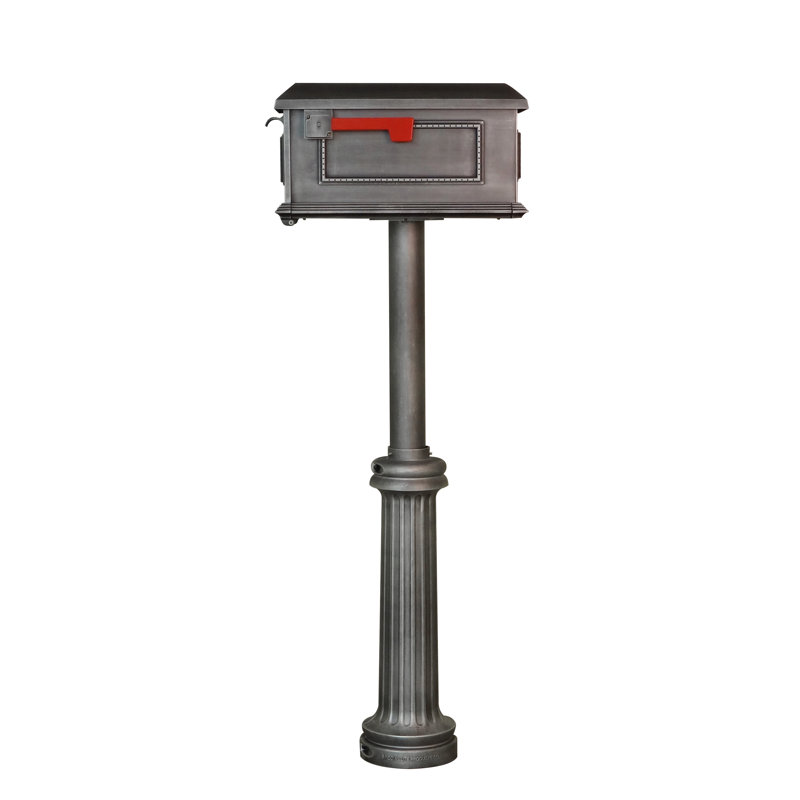 Aluminum Post Mounted Mailbox, Swedish Silver