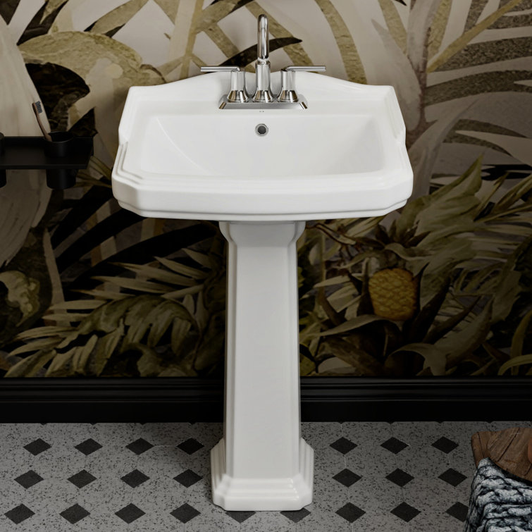 Los Flexi 23" x 19" Rectangular Pedestal Sink with overflow, 3 Faucet Holes at 4" Centers