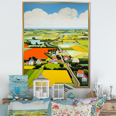 Paysage de ferme sur toile, "De Stijl"