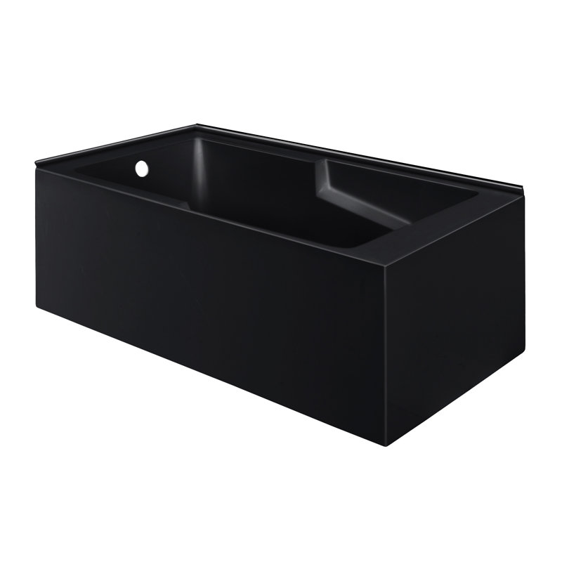 Baignoire de coin Claire, Noir mat, Gauche