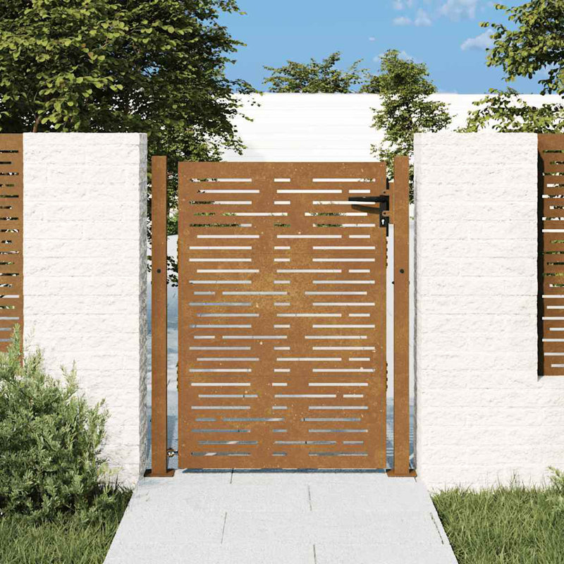 Porte de jardin vidaXL 105 x 155 cm, acier carré Corten, 39,4 po x 59,1 po