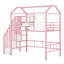 Lit mezzanine en métal avec toit et boîte de rangement-131126660