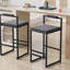 Tabourets de bar rembourrés en velours (noir et gris, ensemble de 2)-36466101-36466100