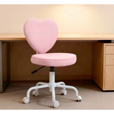 Chaise de bureau en forme de cœur, chaise pivotante réglable pour chambre à coucher et meuble-lavabo, style mignon et confortable