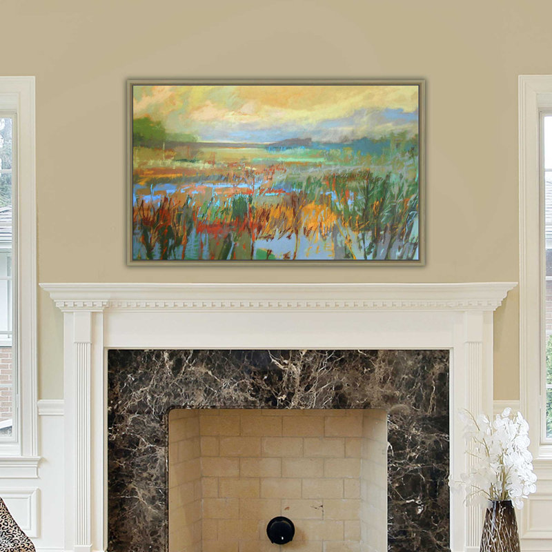 Marsh In May par - Peinture, Cadre flottant champagne, H 27,5 po x l 43,5 po x P 2 po