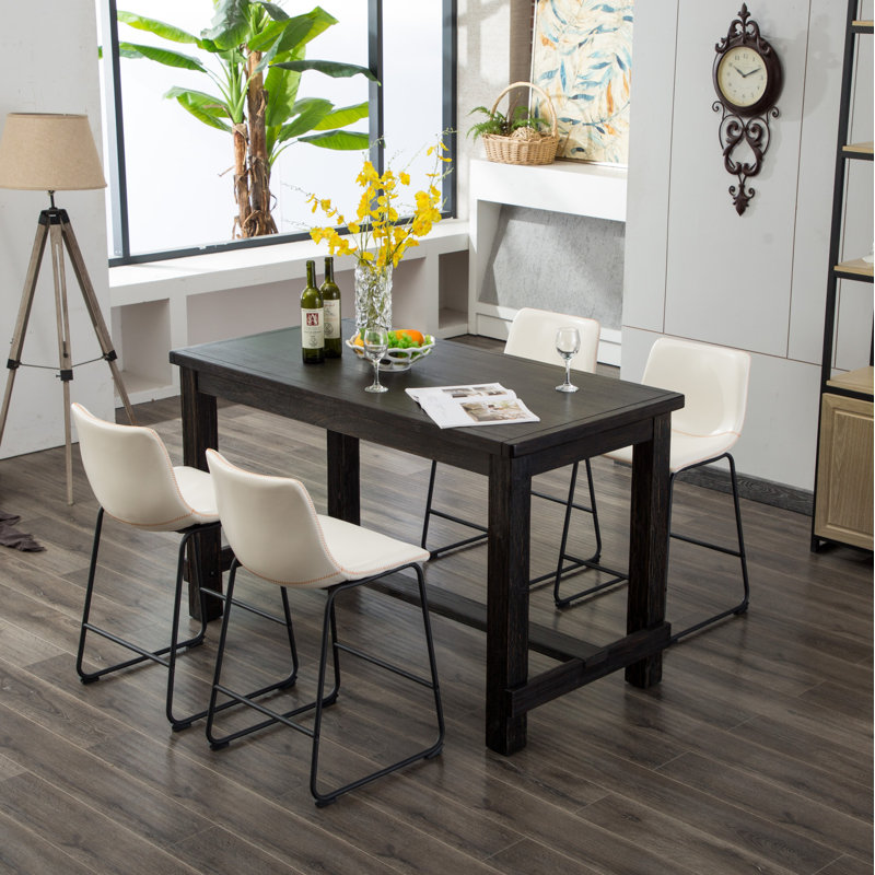 Counter Height Dining Set: Table And Chairs, Gray, 5