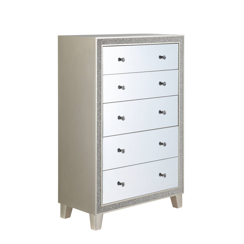 Commode à finition miroir et champagne Sliverfluff
